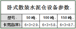臥式散裝水泥倉設備參數(shù)